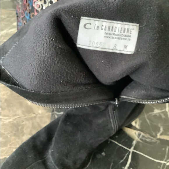 Lacanadienne black suede low wedge heel boots size 8 - Picture 6 of 10